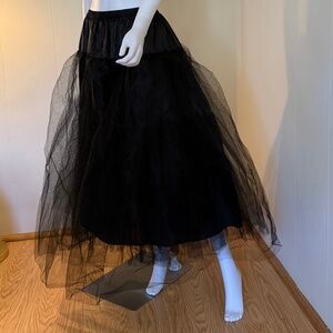 Goth, Blk, Balletcore Crinoline, Maxi Drawstring Skirt, Medium